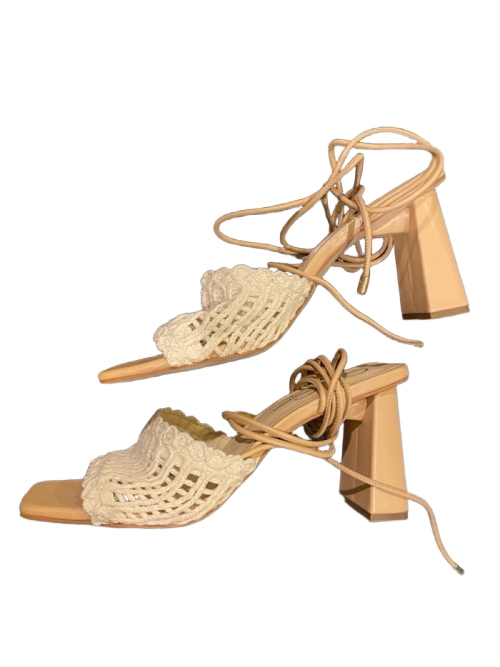 Jessica Simpson Cream Lace-Up Block Heels